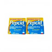 PEPCID AC Maximum Strength 20mg Acid Reducer, 50 Tablets - 2 Pack
