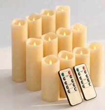 12 Pc Flameless LED Candles with Remote  Timer, Outdoor Waterproof, Flickering
