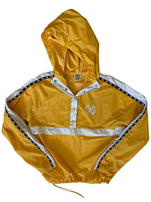 PINK Victoria's Secret Anorak Windbreaker Jacket XS/S Yellow White Pullover Hood