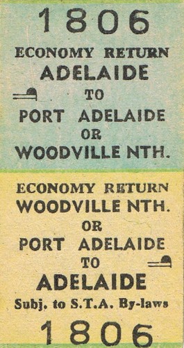 Railway tickets STA Adelaide to Port Adelaide/Woodville North down econ. return