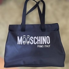 MOSCHINO Vintage Rare Nylon Tote Bag In Black Color