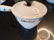 Le Creuset Caquelon Poelon Gris orange a fondue savoyarde bourguignonne vintage