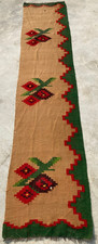 Vintage Traditional Handmade Floral Albanian Kilim Floor Rug Carpet 287x60 cm