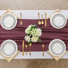 Peomeise 6pack Chiffon Table Runner 14X108 Inch 14"x108" Burgundy, Burgundy