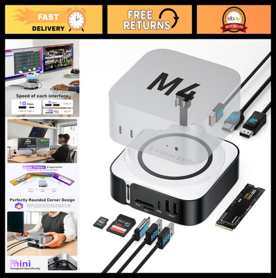 9-in-1 Mac Mini Dock, Dual 4K HDMI, 10Gbps USB-C, M.2 NVMe Slot, SD/TF Reader