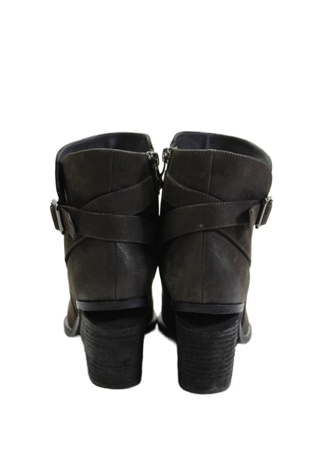 Antelope Womens Leather Buckled Strap Wedge Heeled Ankle Boots Gray Size 7 - Image 3 of 4