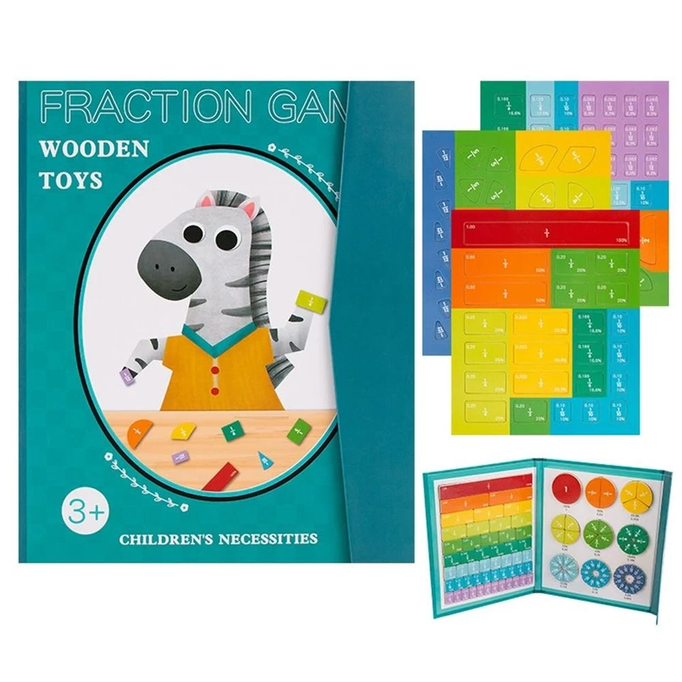 Magnetic Fraction Demonstration Book for Kids Learning Math Manipulatives Set DE