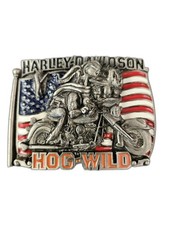 Harley-Davidson Motorcycle USA Vintage HOG WILD Belt Buckle 1993 USA Genuine