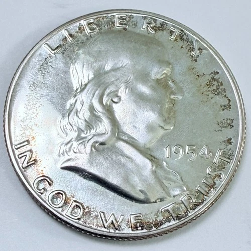 1954 BEN FRANKLIN PROOF SILVER HALF DOLLAR, 90% SILVER FREE SHIPPING #7366