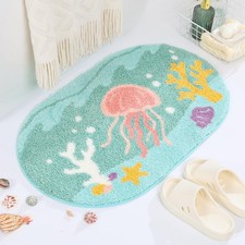 Cute Ocean Jellyfish Bath Rug Super Absorbent Non Slip Mat Washable 31x20 In