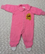 VTG 1970s Rare Winnie The Pooh Pink Fleece Disney Footie PJ Blanket Sleeper YKK