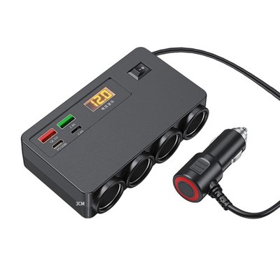 Universal Car Power Adapter LED Screen Display 12V 24V Input Multiple USB Ports