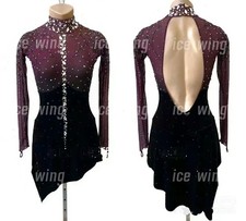 Figure Skating Dress Ice Skating Dress purple dyeing Competition Skating Wear