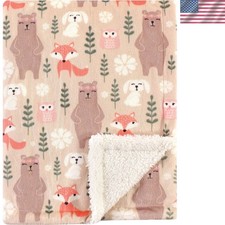 Unisex Baby Plush Mink and Sherpa Blanket, Girl Forest, One Size