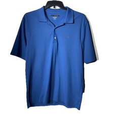 Greg Norman Men  s Blue Short Sleeve Play Dry Golf Polo Shark Logo Size XL