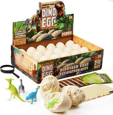 Dinosaur Eggs Toys Dig Kit, 24 Dino Eggs, Dinosaur Toy for Kids, Science STEM Di