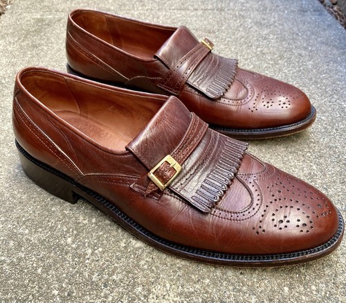 Quercus Men’s Kiltie Monk Strap Buckle Wing Tip Brogue Loafer Size 9.5 - Picture 5 of 11