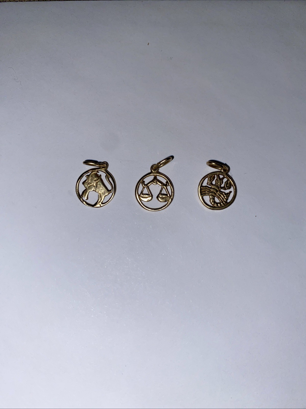 3 Piece Zodiac Symbol Charm Pendant Set Vintage Gold Tone Libra Taurus Scorpio