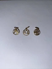 3 Piece Zodiac Symbol Charm Pendant Set Vintage Gold Tone Libra Taurus Scorpio