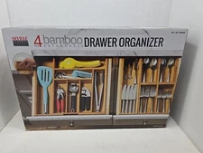Seville Classics Bamboo 4-Piece Expandable Drawer Organizer Set