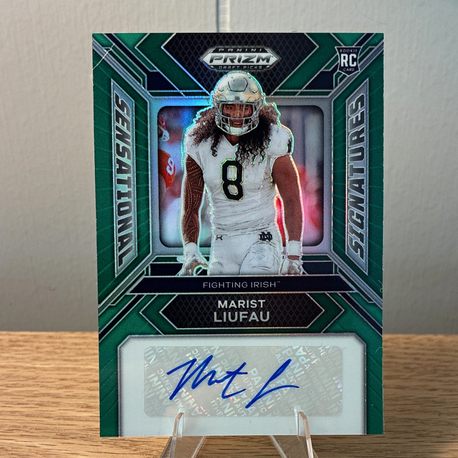 Marist Liufau Panini Prizm Draft Picks Sensational Signatures #SSMLU Green
