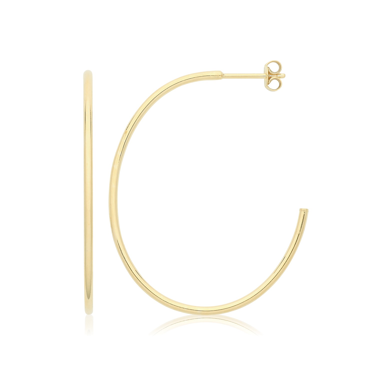 Boucles d'oreilles femme or 375/1000 de 40mm anti-allergie légères pour lobes sensibles