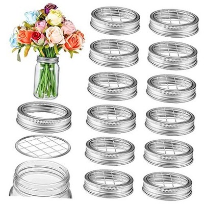 Mason Flower Jar Frog Lid Metal Insert Mason Grid Flower Organizer Frog Lid 12