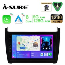 6+128GB Android15 Autoradio Carplay Navi Kamera für VW Polo 6R 6C 9N 2009-2018