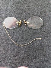 Vintage Jewel Gold Tone Nose Pincher Eyeglasses