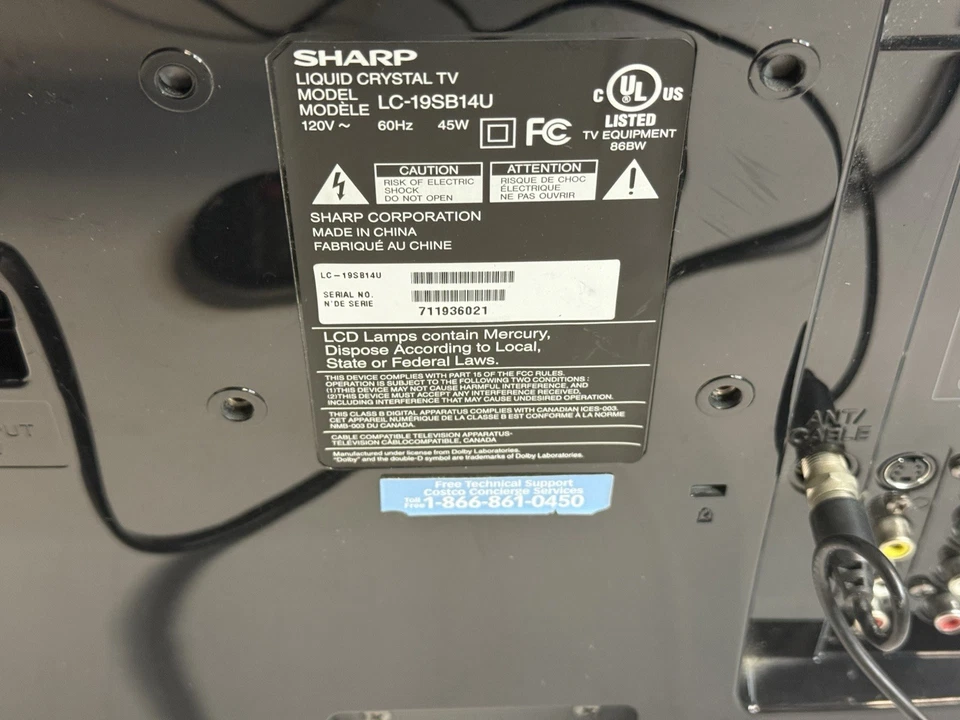 Sharp LC19SB14U 19 Inch 720P LCD HD TV AUX Gaming PC Monitor W/remote And Mount - Image 4 of 4