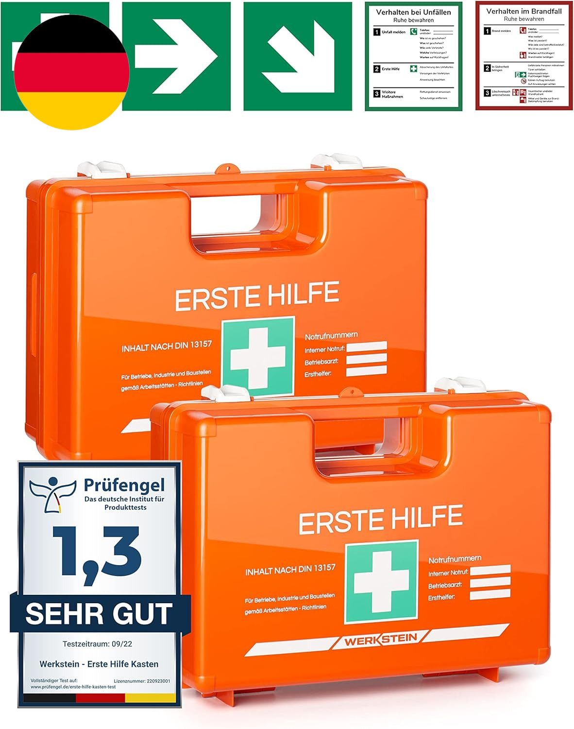 2X Erste Hilfe Kasten Mit Inhalt Nach Neuer DIN 13157:2021 I Verbandskasten Inkl