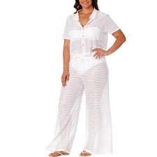 Hurley Women's Swim Cover Up Crochet Set White Size XL NWT