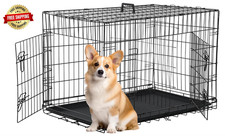 Jaula Plegable Extragrande Para Perros De 30", 2 Puertas Con Divisor Y Pestillos