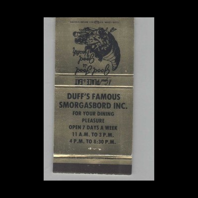 Matchbook Cover Duff's Famous Smorgasbord Inc Columbus OH