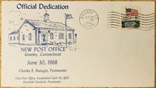 FDC~1968 OFFICIAL DEDICATION OF NEW GRANBY, CONN. POST OFFICE