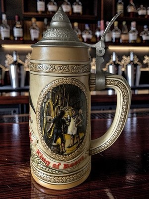 Budweiser Anheuser Busch E Series Lidded Beer Stein Tavern Scene #06241 Ceramart