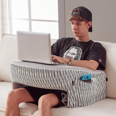 Extra Large Memory Foam Reading Pillow for Lap & Arm Support - Ash Grey