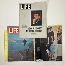 3 LARGE Vintage 1960s Life Magazine about Kennedy Assassination Staple Bound Lot