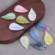 10pcs Leaf Shape 22x12mm Lampwork Glass Loose Top Drilled Pendants Beads