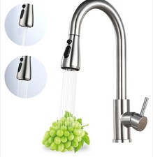 Brushed Nickel Kitchen Faucet with Pull Out Sprayer & 360 Swivel Design