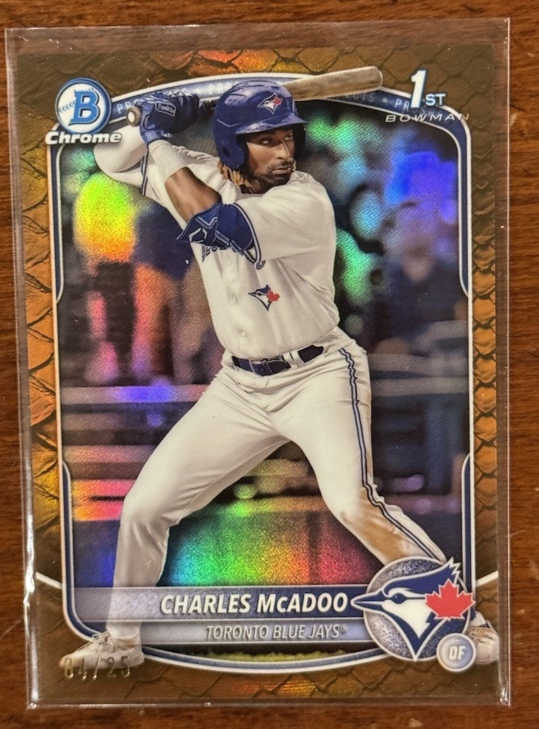 2025 Bowman Chrome Prospects Orange Reptilian 1st Refractor /25 Charles McAdoo