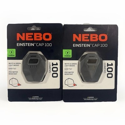 2-Pack NEBO Einstein Cap Light 100 Lumens LED COB Black Gray Clip-On NEW