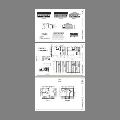 36x24 House -- 2 Bedroom 2 Bath -- 864 sq ft -- PDF Floor Plan -- Model 3A - Picture 4 of 5