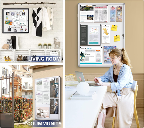 SWANCROWN Lockable Bulletin Boards Black Frame Enclosed Display Case,With Magnet - Picture 9 of 9