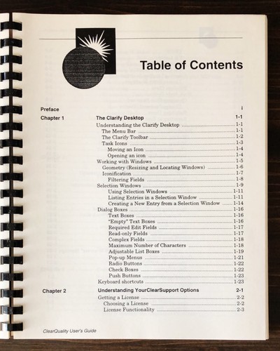 Clarify - ClearSupport Benutzerhandbuch (1994) - Bild 2 von 13