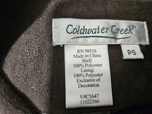 Coldwater Creek Embroidered Jacket PS Brown Velvet Look 100% Polyester Elegant - Picture 9 of 9