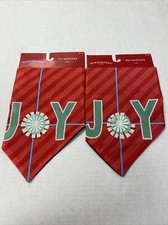 Reversible Dog Bandana Holiday "Joy" On 1 Side "Happy New Year " 2 - Pack
