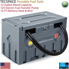 Ginkman Grey Portable 52 Gallon Diesel Tank with 12V DC Electric Transfer Pump