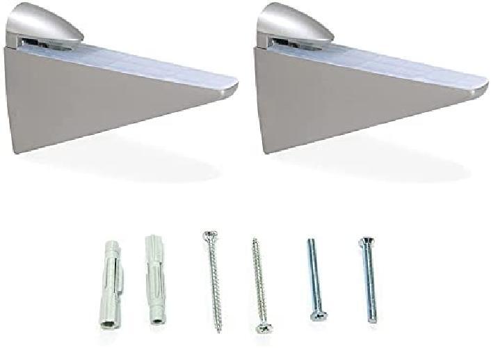 Emuca 4009225 Coppia di Reggimensola Modele Halcon per Mensole in Legno Vetro Cr