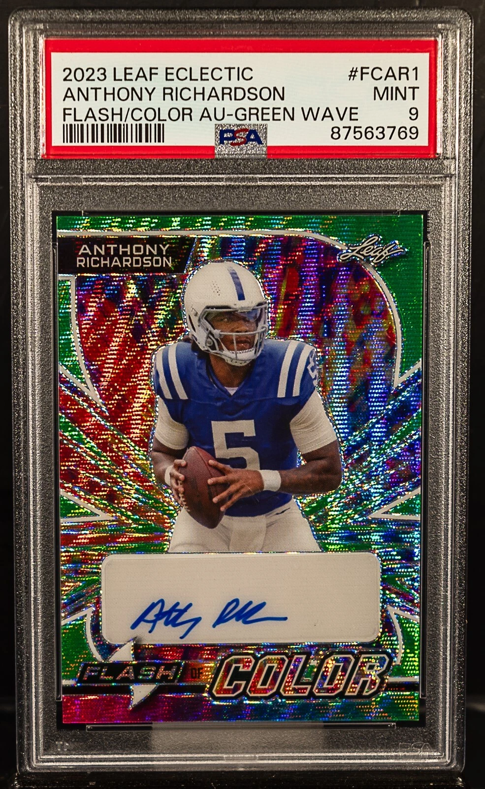 Anthony Richardson Leaf Eclectic Flash of Color Autographs #FCAR1 Green Wave